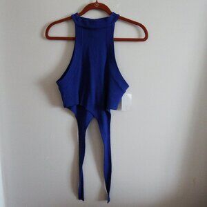 NWT K.ngsley Royal Blue Asymmetrical Raceher Cropped Tank XL